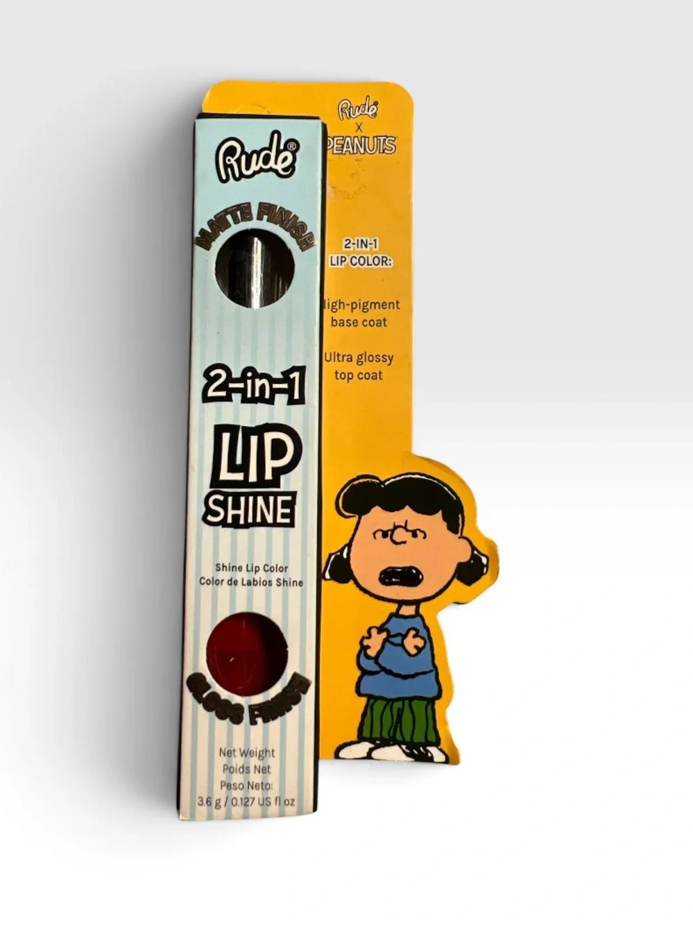 RUDE X Peanuts Lucy 2-in-1 Lip Shine in Crabby & Snoopy Fragrance